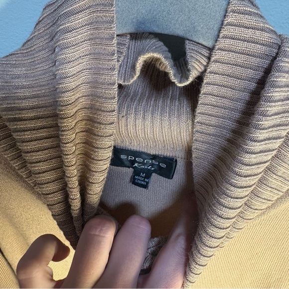 Spense Knits Brown Knit Turtleneck Medium Long Sleeve Neutral Minimalist Sweater - Picture 8 of 12
